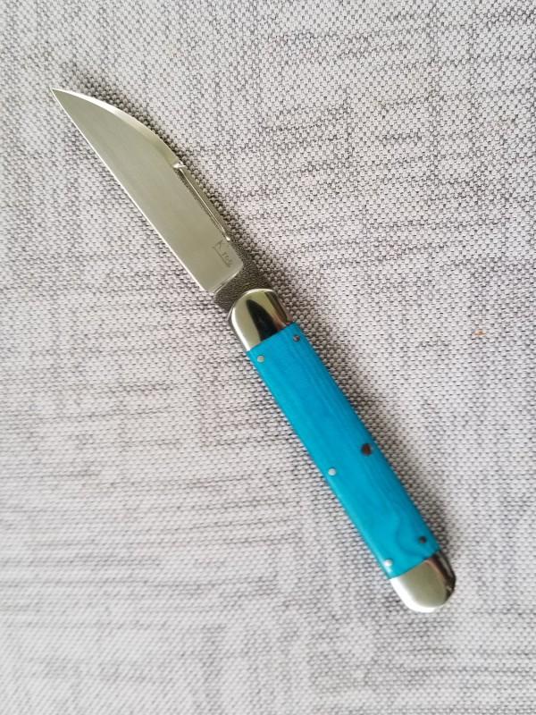 K'roo Custom Linen Micarta Equal End, Delta Jack Knife, NEW,W/ slip, 3.62