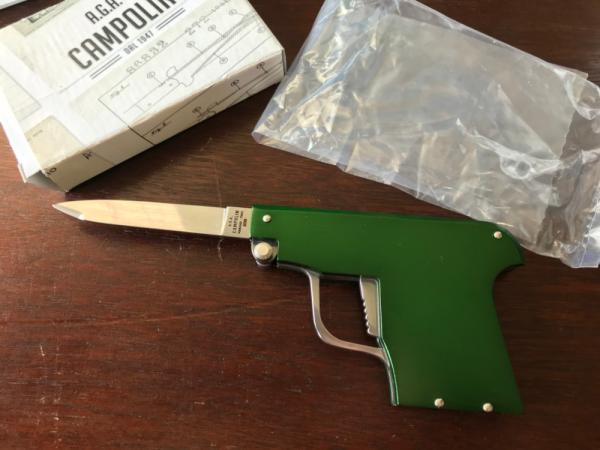AGA Campolin Pistol Switchblade, Green Handle, Limited Edition of 300 from 2019 AGA Campolin Pistol Switchblade, Green Handle, Limited Edition of 300 from 2019