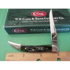 Case XX 2005 Emerald Green Bone Handles With XX Shield Tiny Texas Toothpick Pattern # 610096 SS