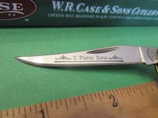 Case Bros C. Platt & Sons  Brown Bone Scrolled Bolsters Serial # 144 Tiny Texas Toothpick # 610096SS