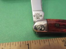 Case Bros C. Platt & Sons  Brown Bone Scrolled Bolsters Serial # 144 Tiny Texas Toothpick # 610096SS