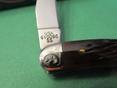 Case XX 2004 Brown Bone Scrolled Bolsters Tiny Texas Toothpick Pattern # 610096 SS