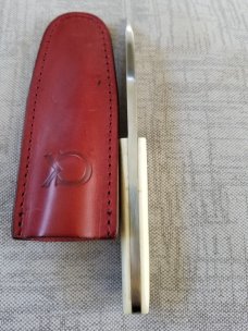 Weyand Fixed blade, EDC. 7" overall, 1080/1085 steel,  natural bone scales..full tang ..sheath.5ozs