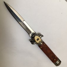 ITALIAN LEVERLETTO AUTOMATIC POCKET KNIFE - ROSEWOOD HANDLES - 3.25" STAINLESS STEEL BLADE
