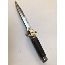 EBONY HANDLE ITALIAN STYLE AUTOMATIC POCKET KNIFE - 3.25" STAINLESS STEEL BLADE - NIB