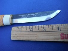 Beautiful Custom Finnish Kauhavan Puukko Hunting Knife With Original Leather Sheath. Made in Finland