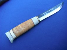 Beautiful Custom Finnish Kauhavan Puukko Hunting Knife With Original Leather Sheath. Made in Finland
