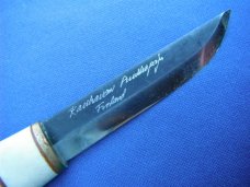 Beautiful Custom Finnish Kauhavan Puukko Hunting Knife With Original Leather Sheath. Made in Finland