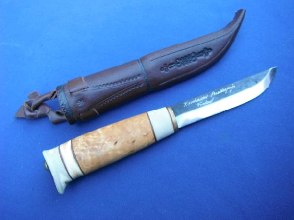 Beautiful Custom Finnish Kauhavan Puukko Hunting Knife With Original Leather Sheath. Made in Finland Beautiful Custom Finnish Kauhavan Puukko Hunting Knife With Original Leather Sheath. Made in Finland