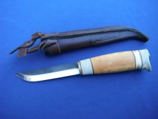 Beautiful Custom Finnish Kauhavan Puukko Hunting Knife With Original Leather Sheath. Made in Finland