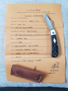 K'roo Custom Lanny clip,  tusk ivory and blanket  micarta..coa/s  3.75" spacers and shield filework 