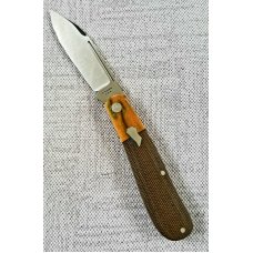 Andy Fannin Custom Dogleg Knife, Micarta w/ Giraffe Bone bolsters,NEW, w/matching slip,