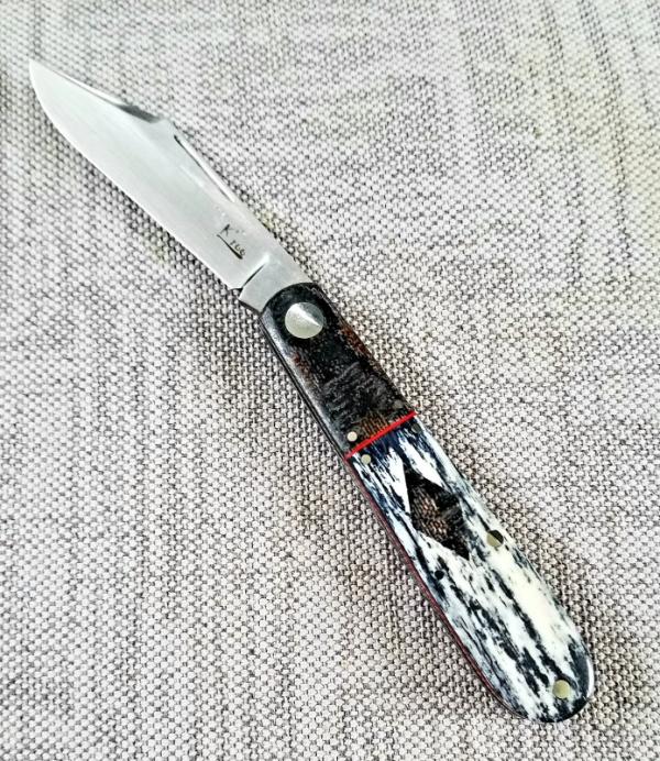 K'roo Custom Giraffe bone Barlow Knife, NEW,W/ slip, 3.5 blanket micarta filework work K'roo Custom Giraffe bone Barlow Knife, NEW,W/ slip, 3.5 blanket micarta filework work