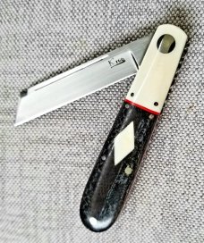 K'roo Custom Sheepsfoot Barlow Knife,coa., slip, 3.5 blanket micarta..tusk ivory,filework work 