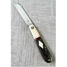 K'roo Custom Sheepsfoot Barlow Knife,coa., slip, 3.5 blanket micarta..tusk ivory,filework work