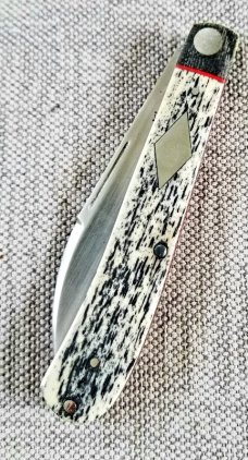 K'roo Custom Giraffe bone Slimline wharnie Knife, NEW,W/ slip, 4"giiraffe bone..dble shields