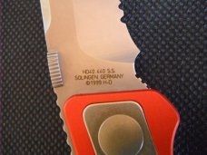 NOS/NIB HARLEY DAVIDSON HD RED THUNDER II W/ SERRATION NEW IN BOX KNIFE, HD0040. GERMAN MADE!