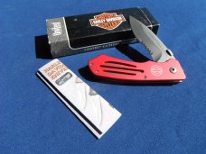 NOS/NIB HARLEY DAVIDSON HD RED THUNDER II W/ SERRATION NEW IN BOX KNIFE, HD0040. GERMAN MADE!