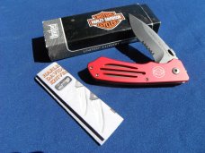 NOS/NIB HARLEY DAVIDSON HD RED THUNDER II W/ SERRATION NEW IN BOX KNIFE, HD0040. GERMAN MADE!