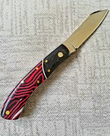 Mhara Custom Native Knife,N690,4"NEW W/ slip & coa& box, New Micarta, filework ss&bronze..