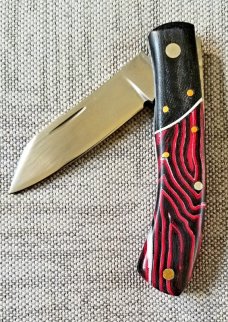 Mhara Custom Native Knife,N690,4"NEW W/ slip & coa& box, New Micarta, filework ss&bronze..