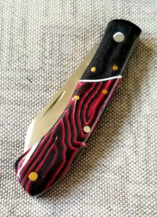 Mhara Custom Native Knife,N690,4"NEW W/ slip & coa& box, New Micarta, filework ss&bronze..