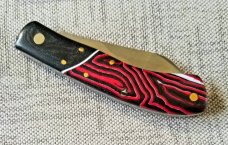 Mhara Custom Native Knife,N690,4"NEW W/ slip & coa& box, New Micarta, filework ss&bronze..