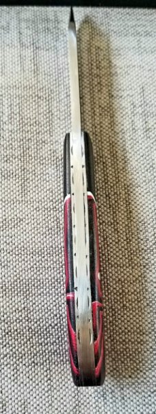 Mhara Custom Native Knife,N690,4"NEW W/ slip & coa& box, New Micarta, filework ss&bronze..
