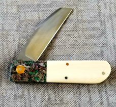 Vincenzo Balistreri Custom Red Arrow, 4" clsd Native pattern, elephant ivory scales with Liracarta