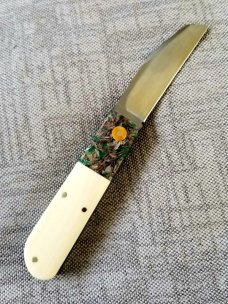 Vincenzo Balistreri Custom Red Arrow, 4" clsd Native pattern, elephant ivory scales with Liracarta