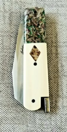 Vincenzo Balistreri Custom Red Arrow Taillock,  4" clsd, elephant ivory scales with Liracarta