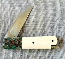 Vincenzo Balistreri Custom Red Arrow Taillock,  4" clsd, elephant ivory scales with Liracarta