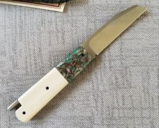 Vincenzo Balistreri Custom Red Arrow Taillock,  4" clsd, elephant ivory scales with Liracarta