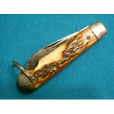 VINTAGE IMPERIAL PROV RI USA JIGGED BONE WW2 EZ OPEN EASY OPEN FOLDING POCKET KNIFE KNIVES OLD