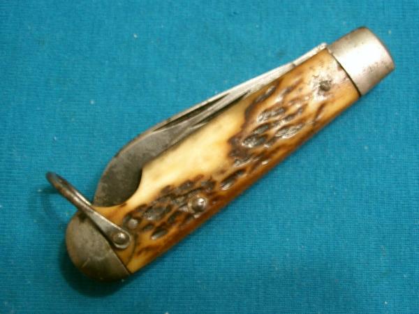 VINTAGE IMPERIAL PROV RI USA JIGGED BONE WW2 EZ OPEN EASY OPEN FOLDING POCKET KNIFE KNIVES OLD