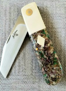 Vincenzo Balistreri Custom Red Arrow, 4" clsd Native pattern, Liracarta scales ivory bolsters/shield