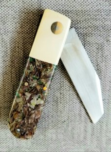 Vincenzo Balistreri Custom Red Arrow, 4" clsd Native pattern, Liracarta scales ivory bolsters/shield