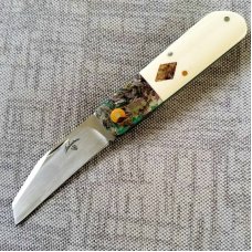 Vincenzo Balistreri Custom Red Arrow, 4" clsd Native pattern, elephant ivory scales with Liracarta