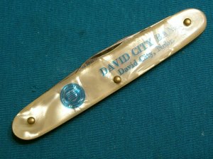 VINTAGE LIPIC USA DAVID CITY BANK ADVERTISING AD CRACKED ICE FOLDING POCKET JACK KNIFE KNIVES OLD