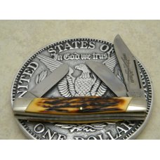 Camillus New York USA Sword Brand Imitation Stag #89 Big Stockman Knife