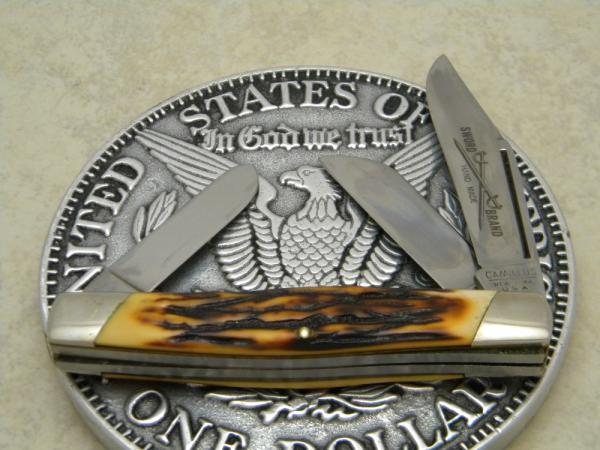 Camillus New York USA Sword Brand Imitation Stag #89 Big Stockman Knife Camillus New York USA Sword Brand Imitation Stag #89 Big Stockman Knife