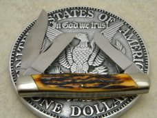 Camillus New York USA Sword Brand Imitation Stag #89 Big Stockman Knife