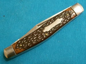 VINTAGE SABRE JAPAN 644 3 BLADE STOCKMAN FOLDING POCKET JACK HUNTING FISHING KNIFE KNIVES OLD