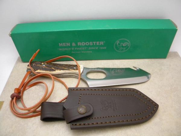 Hen & Rooster German Stainless Toledo Spain Stag HR05004 Guthook Skinner Fixed Blade Sheath Knife Hen & Rooster German Stainless Toledo Spain Stag HR05004 Guthook Skinner Fixed Blade Sheath Knife
