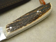Hen & Rooster German Stainless Toledo Spain Stag HR05004 Guthook Skinner Fixed Blade Sheath Knife
