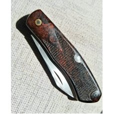 DrT Dino pattern, checkered ironwood 3 5/8" closed ,coa/slip..true custom...THIS IS THE WAY
