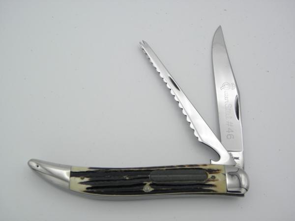 Queen Cutlery Co. #46 Fish Knife in Winterbottom Bone: 5 ” closed;