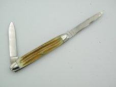 Queen Cutlery Co 64 Sleeveboard Pen with file blade in Winterbottom Bone 3 14 closed