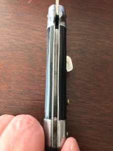 Vintage 1960's Bargeon Stiletto With Bail, 8 1/2 Inch, Red Dot Safety, Used  