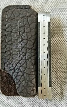 Jeff Mitchell Custom Muskrat Knife,slip, .3.75",Cpm-154,black linen micart,filework, clip & wharnie 
